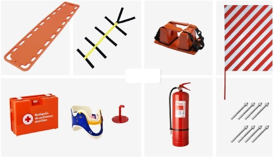 Estacion de emergencia, panel de emergencia, inmovilizacion, kit de inmovilizacion, tabla espinal