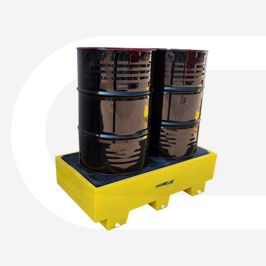 Pallet antiderrame, pallet antiderrame 2 tambores, pallet antiderrame 220 litros, Control de derrames, hidrocarburos